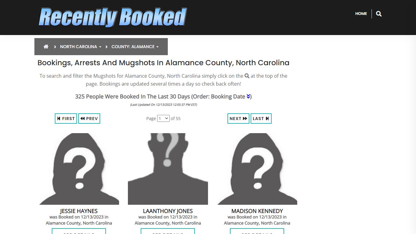 Bookings, Arrests and Mugshots in Alamance County, North Carolina