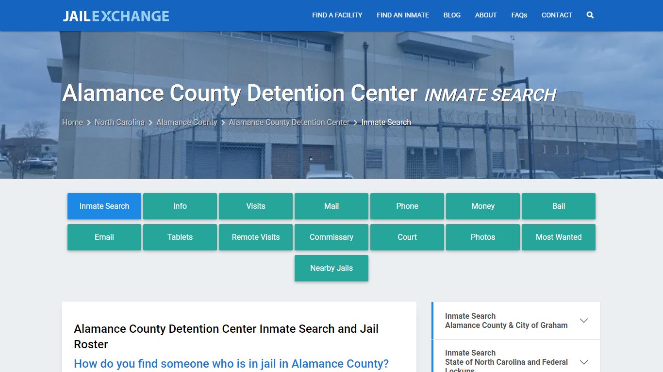 Alamance County Detention Center Inmate Search - Jail Exchange